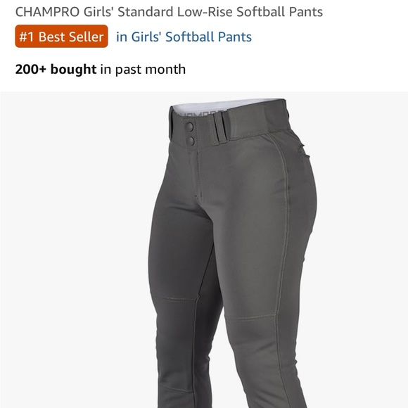 Champro Girls XL Softball Pants Graphite - Picture 1 of 2